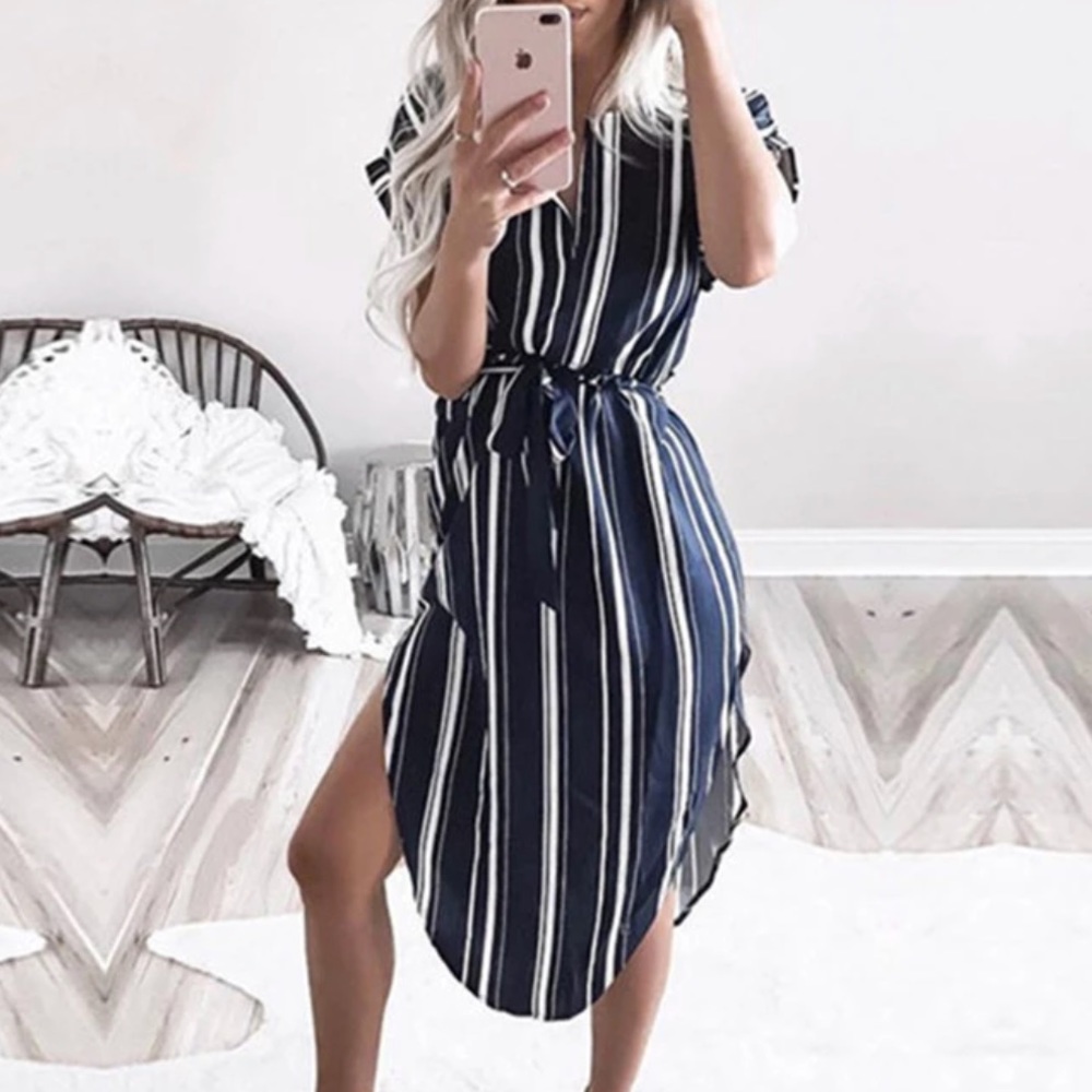 Flash Sale! Striped front tie dress
